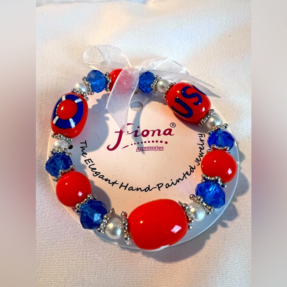 US Coast Guard USA USCG Glass Bead bracelet⚓️🚁